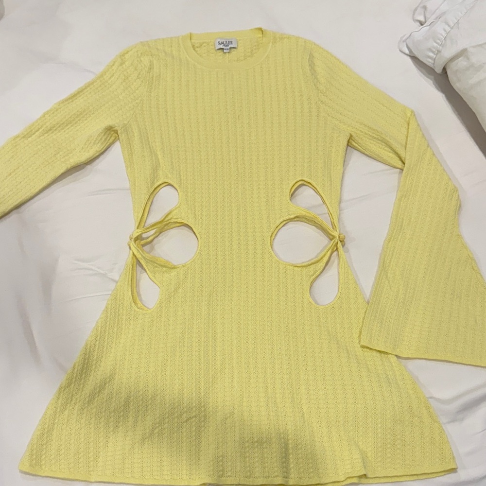 Yellow Cut-Out Mini Dress
